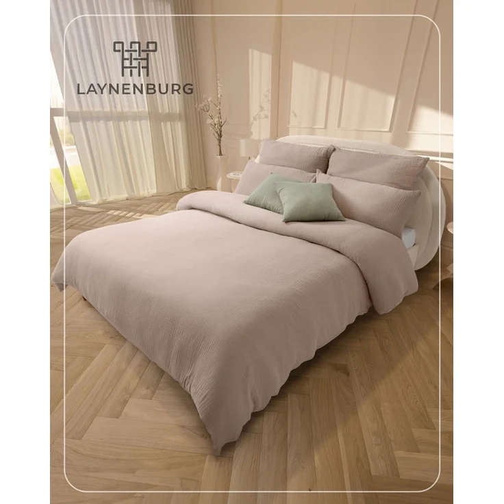Laynenburg Bettwäsche Musselin aus 100% Baumwolle in 135x200 oder 155x220 cm, atmungsaktiv & bügelfrei – 2 lagig mit Reißverschluss & Haltebändern – Bild 2