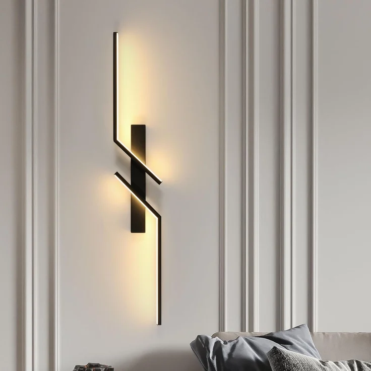 Goeco LED Wandleuchte Innen Modern, 81.5 CM 19 W Schwarz Wandlampe Innen Lang 3000K Warmes Licht Kreative Design Modern LED Wandbeleuchtung aus Acryl für Flur Treppenhaus Wohnzimmer Schlafzimmer