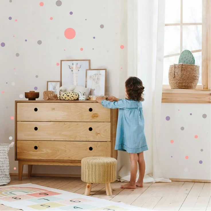 PUNALU Wandtattoo Kreis Set 176 Stück Wandtattoo Babyzimmer Kinderzimmer Kreisaufkleber, selbstklebend, rückstandslos abziehbar – Bild 3