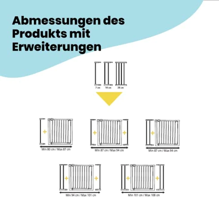 Safety 1st 'Quick Close ST' Treppenschutzgitter, für Türbreiten 73 - 80 cm, Klemmbefestigung, Schwarz – Bild 10