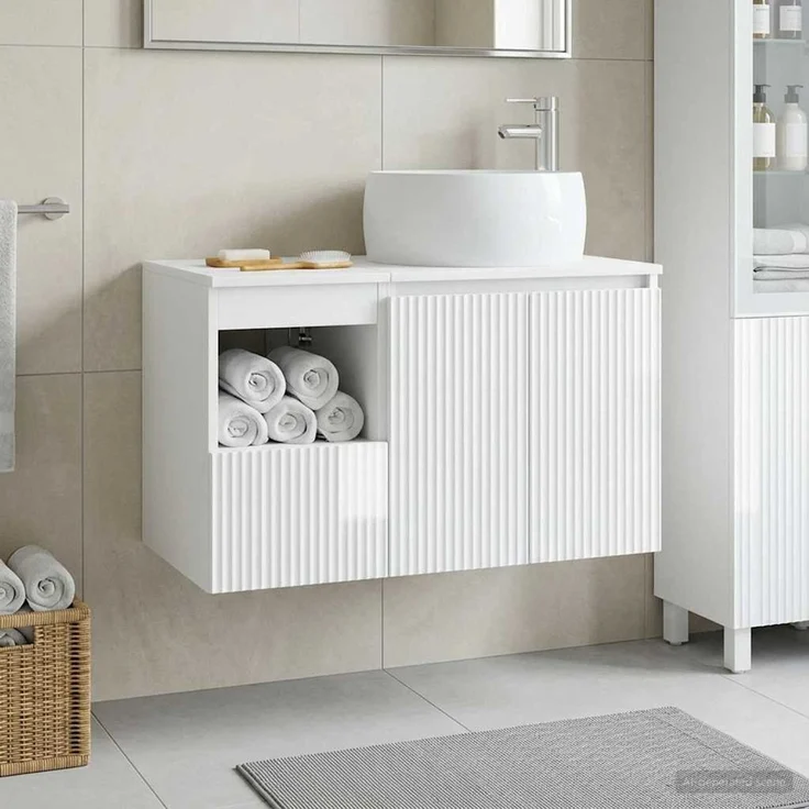 vidaXL Badezimmerschrank-Set 2 stk. Hochglanz Weiß 79,5 x 44,5 x 80 cm 3404098 – Bild 1