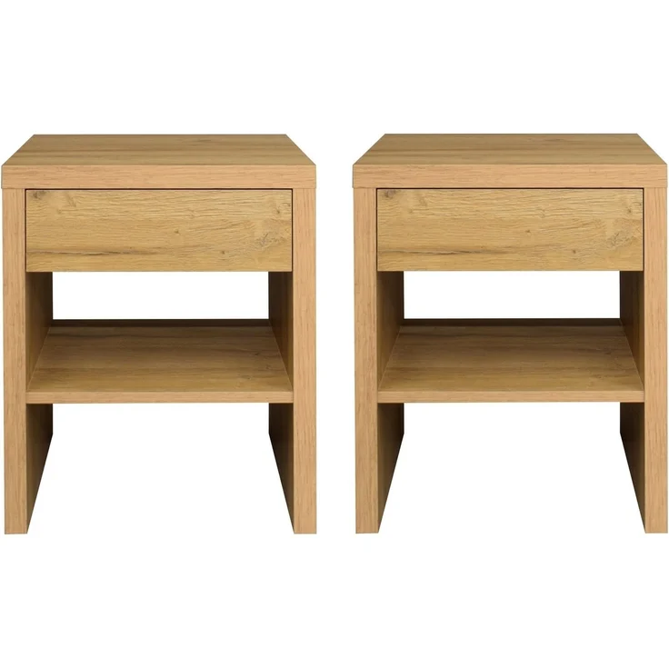 Nachtkommode >Five< (2er-Set) in Eiche sanremo hell - 44x52x36 (BxHxT) – Bild 1