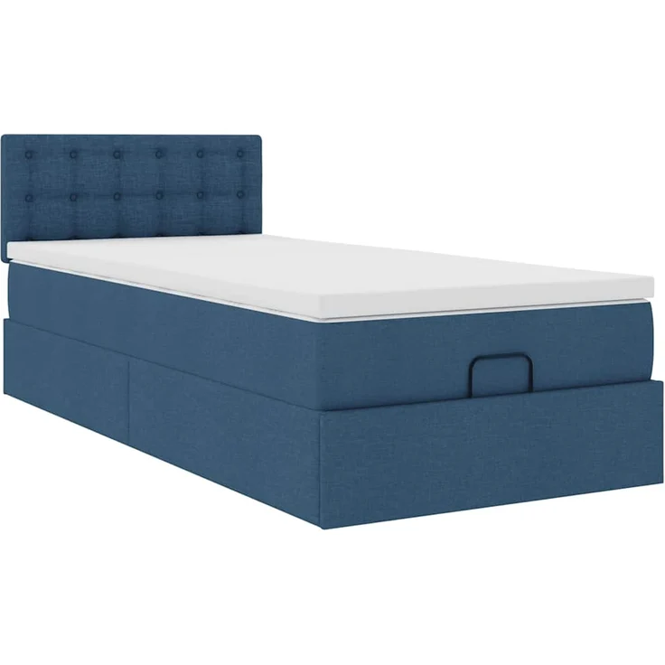 vidaXL Ottoman-Bett mit Matratze Blau 100x200 cm Stoff 3311607 – Bild 4