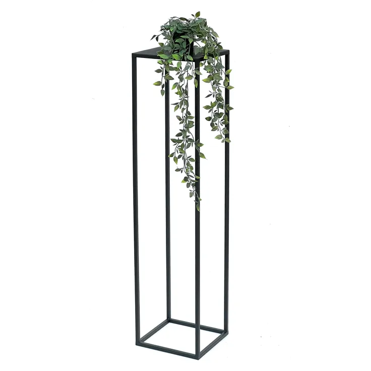 DanDiBo Blumenhocker Metall Schwarz Eckig 100 cm Blumenständer Beistelltisch 96351 Blumensäule Modern Pflanzenständer Pflanzenhocker