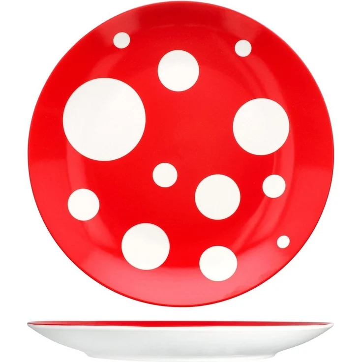 MamboCat Speiseteller 6er Set Pula rot Speiseteller Ø27cm Porzellan groß Essteller Punkte – Bild 2