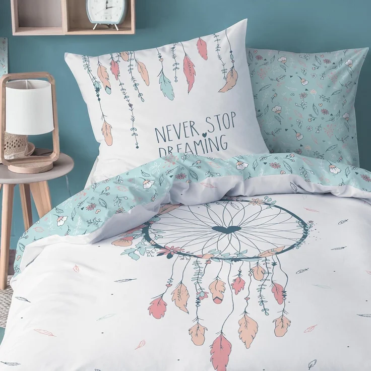 MTOnlinehandel Bettwäsche Traumfänger 135x200 + 80x80 cm, 100x135, 155x220 cm, 100 % Baumwolle, Renforcé, 2 teilig, Boho Deko fürs Schlafzimmer – Bild 1