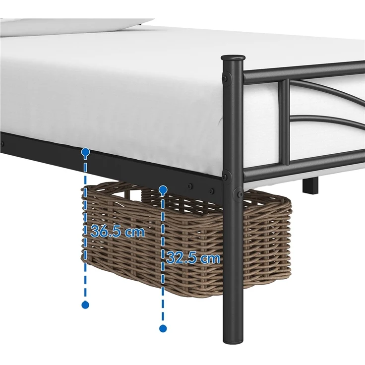 Yaheetech Metallbett mit Lattenrost, Wolkenmuster, Schwarz, 90x190 cm – Bild 5