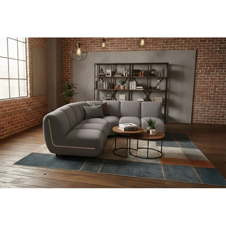 KAWOLA Modulsofa LAYLA Ecksofa 3 Module Velvet taupe 74 x 213 x 213 cm – Bild 1