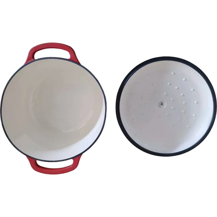 Gusseisen-Bräter RODELUXE mit cremefarbener Innenemaillierung 28x28x12 cm 5,6 l – Bild 2