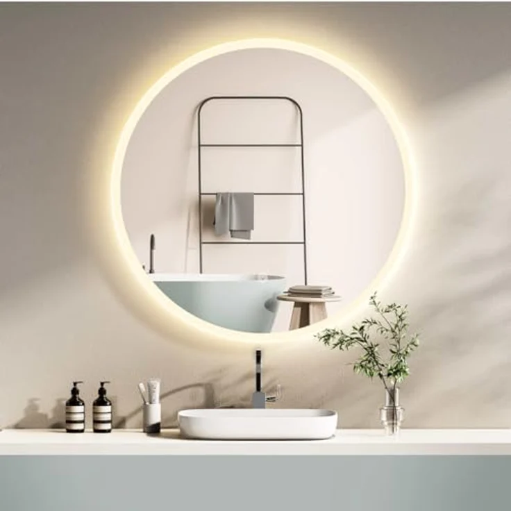 HOKO LED Badspiegel Rund 60cm mit Touch-Schalter, Memory-Funktion & Lichtwechsel 2700-6500K, feuchtraumgeeignet – Bild 1