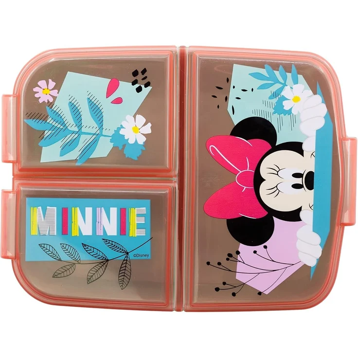 Lunchbox für Kinder mit 3 Fächern aus Kunststoff verschiedene Motive Minnie Mouse – Bild 2