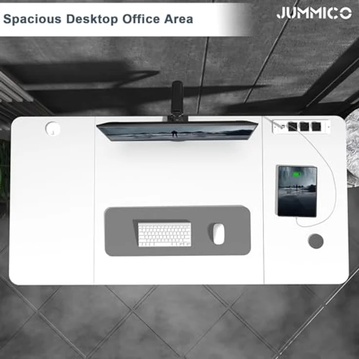 JUMMICO Höhenverstellbarer Schreibtisch 180x80 cm mit Kabelloser Ladestation und Euro-Steckdose mit USB, Schreibtisch Höhenverstellbar Elektrisch Stehtisch, Standing Desk Weiß – Bild 7