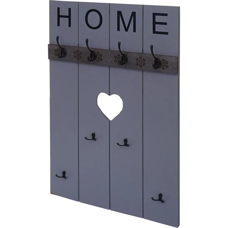 MCW Wandgarderobe Shabby-Look, Grau-Blau, Holz, mit 8 Haken, 60x91x8 cm, Garderobenpaneele