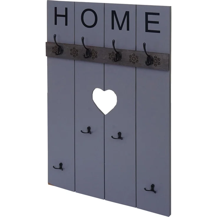 MCW Wandgarderobe Shabby-Look, Grau-Blau, Holz, mit 8 Haken, 60x91x8 cm, Garderobenpaneele