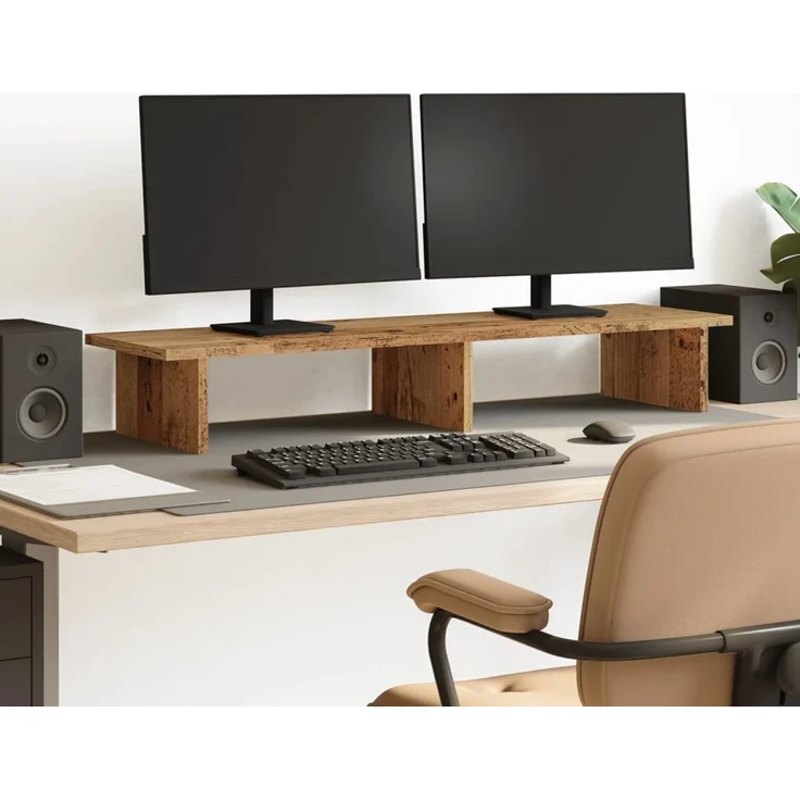 vidaXL Monitorständer Altholz-Optik 100x27x15 cm Holzwerkstoff 854713 – Bild 1