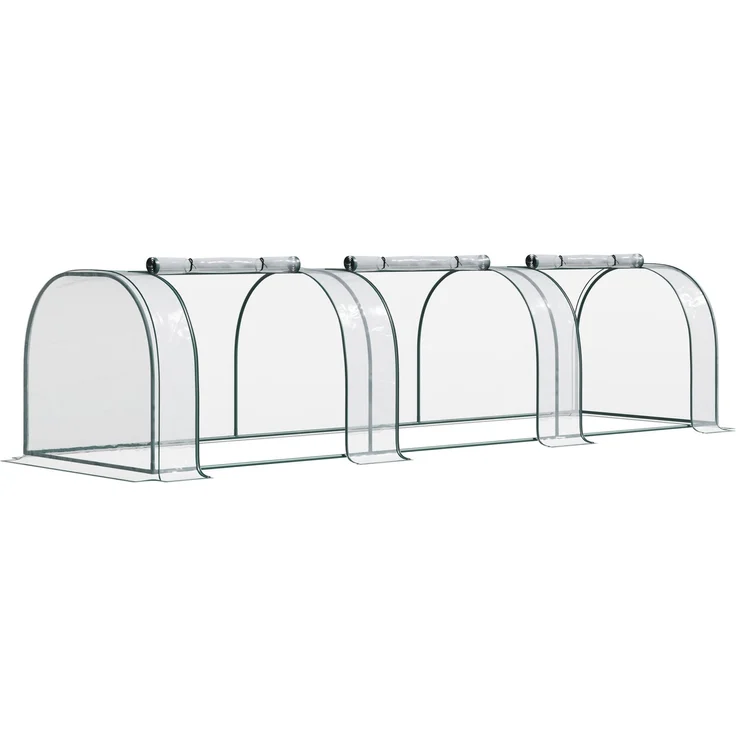 MELAYR, Gewächshaus für den Außenbereich, 350 x 100 x 80 cm, Gartengewächshaus mit 3 Rolltoren, Transparent+Dunkelgrün – Bild 1