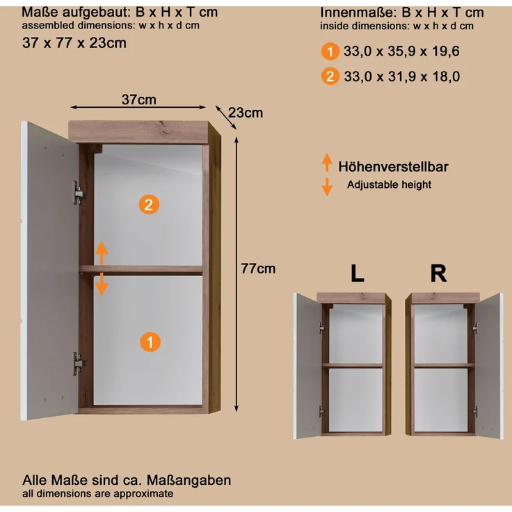 Trendteam 'Amanda' Hängeschrank, Holz, 77 x 23 x 37 cm, Weiß – Bild 8