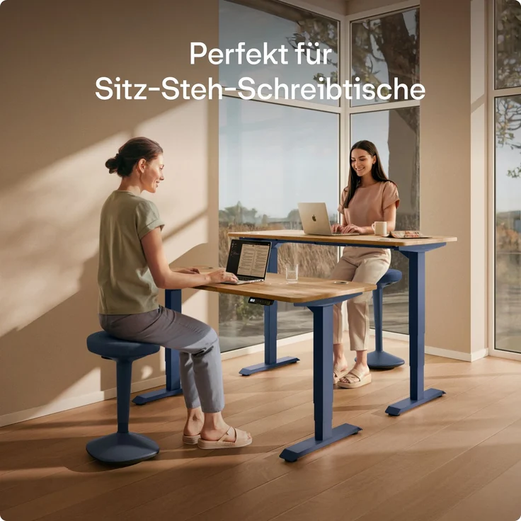 Ergonomischer Balancehocker Desktronic – Höhenverstellbarer Stehhocker für Homeoffice & Stehschreibtisch, Aktivsitz-Hocker mit Wippfunktion, rutschfester Standfuß – Blau – Bild 6