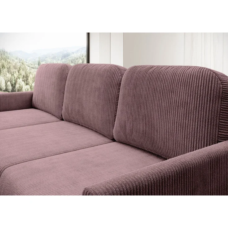 Selsey 'Hamiel' Ecksofa mit Schlaffunktion & Bettkasten, Cord, Universal, Lila – Bild 7