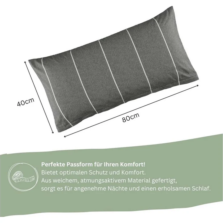Esprit Bettwäsche HARPLINES Renforcé Kissenbezüge und Bettwäsche, Baumwolle, 2 teilig, 40 x 80 cm 2er Pack in Anthrazit – Bild 3