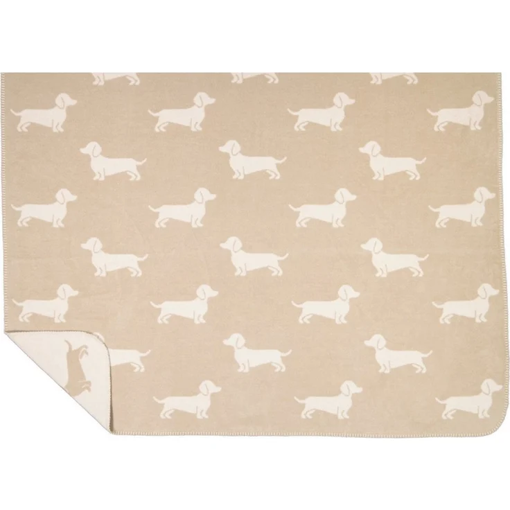 Cawö Wohndecke Kuscheldecke We love Dogs 62460-33 Dackel beige 150x200 – Bild 3