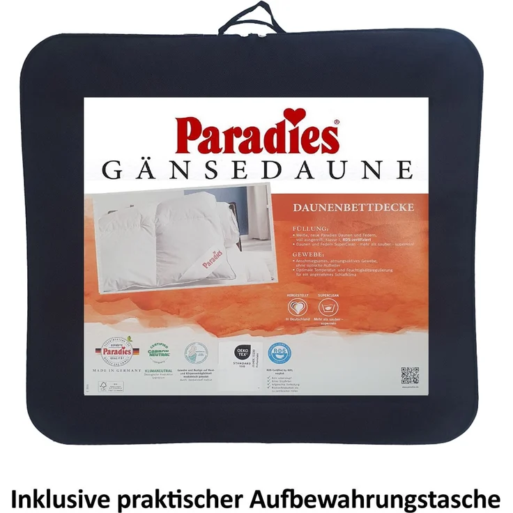 Paradies Gänsedaunen Bettdecke Melinda Daunendecke medium warm 135x200 – Bild 9
