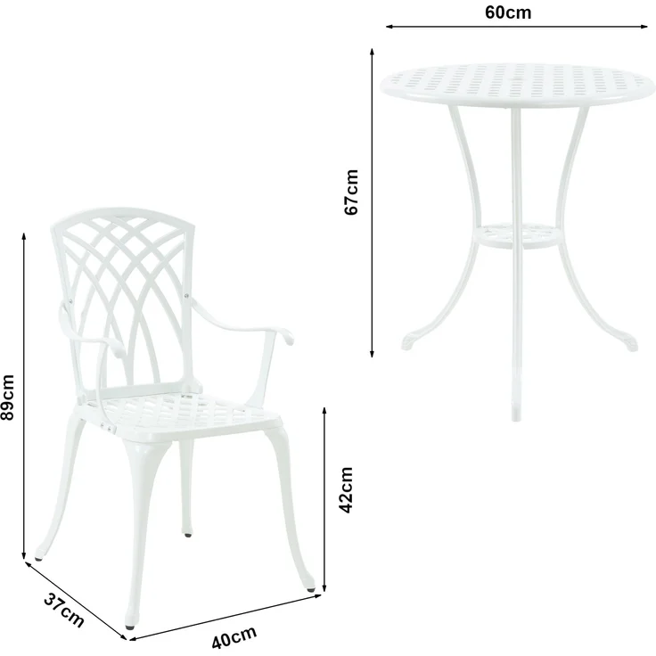 Bistro-Set Vena 3-tlg. Aluminiumguss Weiß [casa. pro] – Bild 4