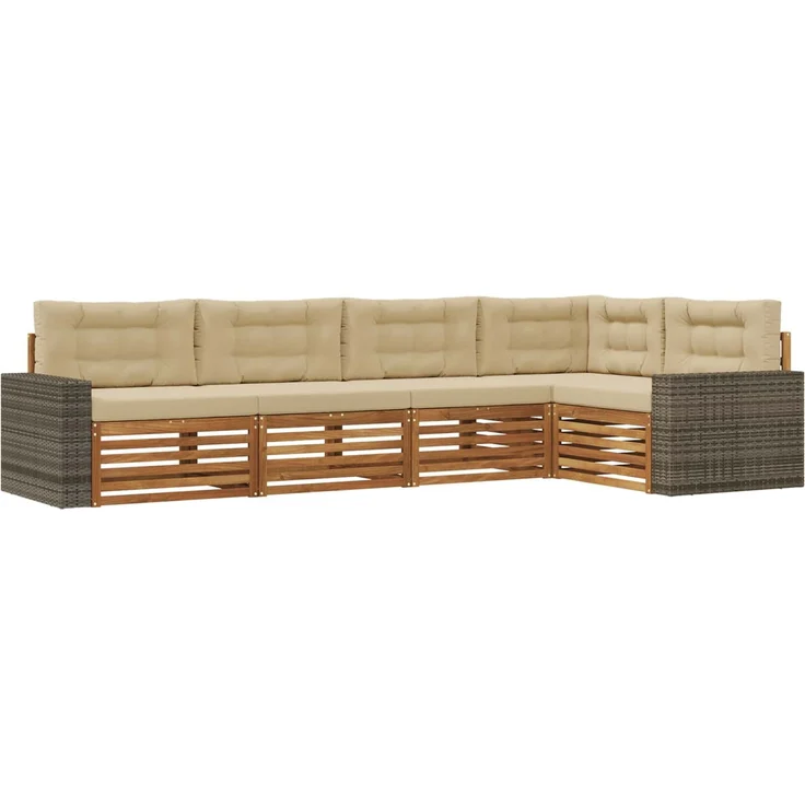 vidaXL Outdoor-Sofagarnitur 5 stk. Natur und Beige Polyester 3383371 – Bild 2