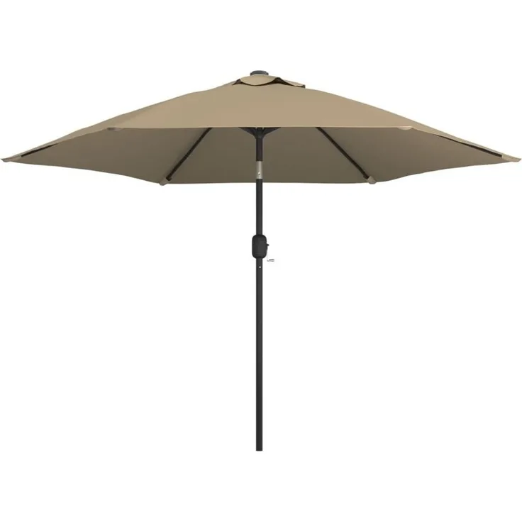furnicato Sonnenschirm mit Metall-Mast, 300 cm, UV-beständig, Farbe Taupe, Kurbelmechanismus und 6 Rippen