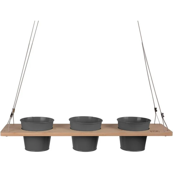 UNUS HOME Blumenkasten Kräuterbar, Pflanzenregal (60cm, grau), Stabile Drahtseilaufhängung, hängende Kräutertöpfe – Bild 1