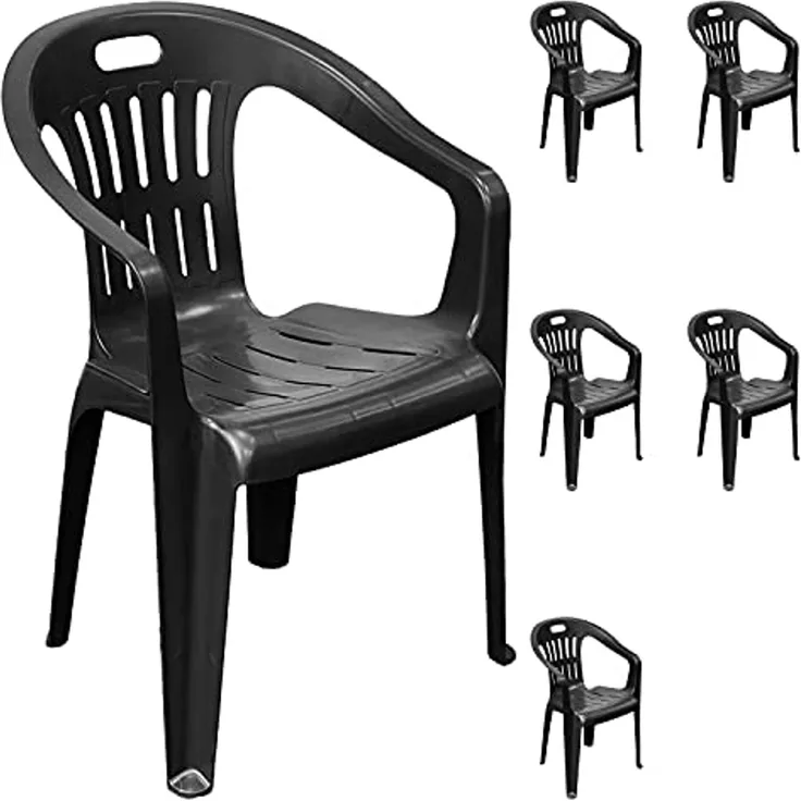 6er Stapelstuhl Bistrostuhl Gartenstuhl MOJAWO Anthrazit Kunststoff