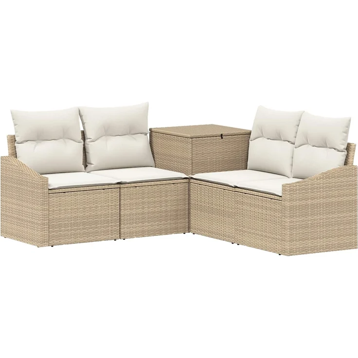 vidaXL Sofa Set 5 stk. Beige und Cremeweiß Polyrattan und Stahl 3447824 – Bild 2