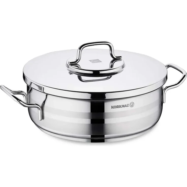 Korkmaz Astra2 Low Casserole 32 x 12 cm - 10,25 L, Edelstahl-Kochtopf mit Deckel – Bild 1