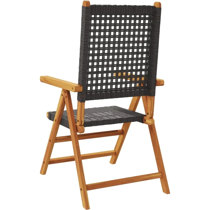 vidaXL Gartenstuhl Verstellbar 6 Stk. Schwarz Poly Rattan Massivholz 3214521 – Bild 5