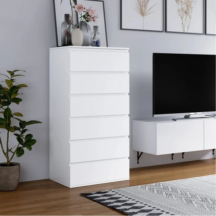 Homfa Kommode, Sideboard mit 6 Schubladen, Schubladenschrank holz, 60x40x119cm – Bild 1