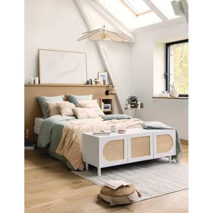 Atmosphera NAYA, Hängeleuchte mit blütenblätter Design, beige, 72 cm Durchmesser, hochwertige Materialien aus Leinen und Stahl – Bild 4