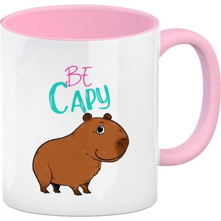 speecheese Tasse Be Capy Kaffeebecher in rosa mit niedlichen Capybara Motiv