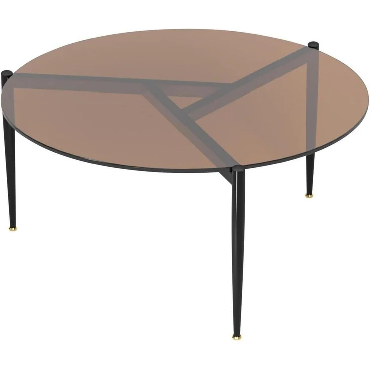 Runder Glas Couchtisch Gold Nordisch Minimalistisch modern 80x80x40 cm – Bild 1