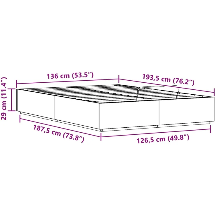 vidaXL Ottoman Bettgestell Natur 135x190 cm Massives Kiefernholz 3418741 – Bild 12