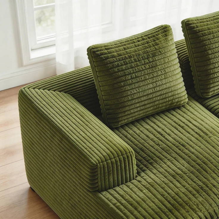 ZUBALIYA Sofa, modular kombinierbar, H 58 × T 168 × B 261 cm, Grün, Cord – Bild 11