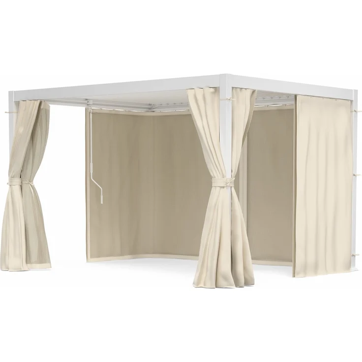 Blumfeldt Pergola 3x4 m - Verstellbares Lamellendach, Wasserdicht & Winterfest, Inkl. Vorhänge & Moskitonetze, UV-Schutz, Aluminium-Rahmen, Weiß – Bild 1