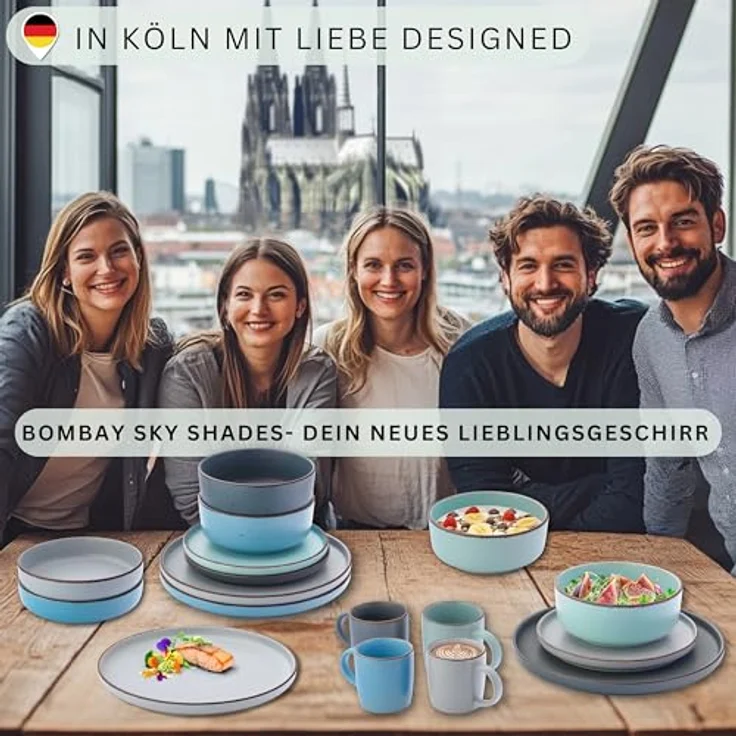 Sänger Bombay Sky Shades Speiseteller Set, 4-teilig, Mehrfarbig, Rund, kratzfest, Steingut, Ø 27 cm, mikrowellen- und spülmaschinenfest – Bild 6
