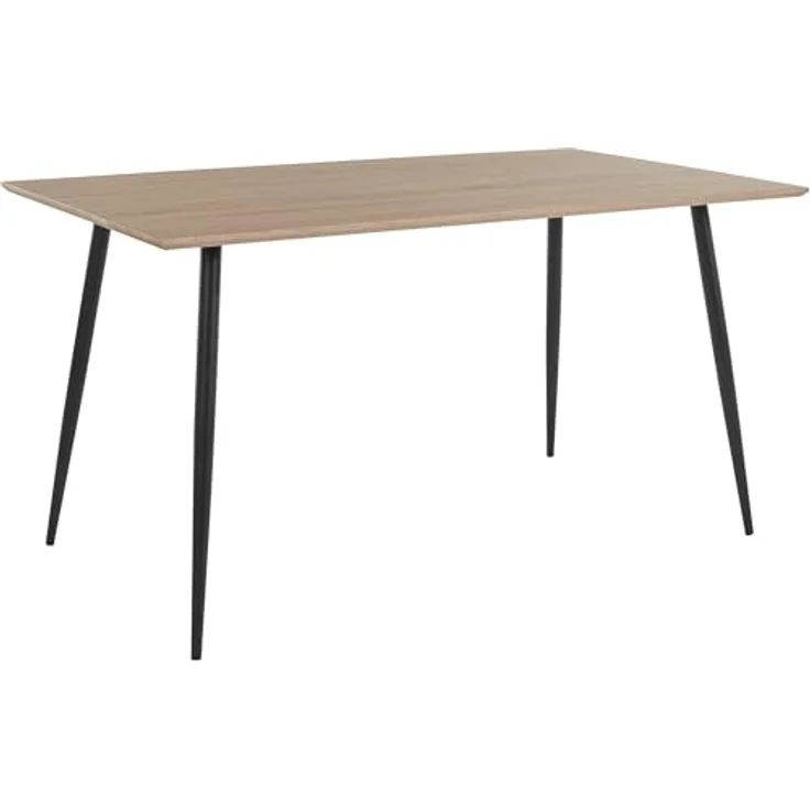 Dino Esstisch aus MDF Eicheoptik/Schwarz, 140 x 80 x 76 cm, moderner Esstisch für 6 Personen, Küchentisch mit Metallbeinen und rechteckiger Tischplatte für Esszimmer und Küche – Bild 1