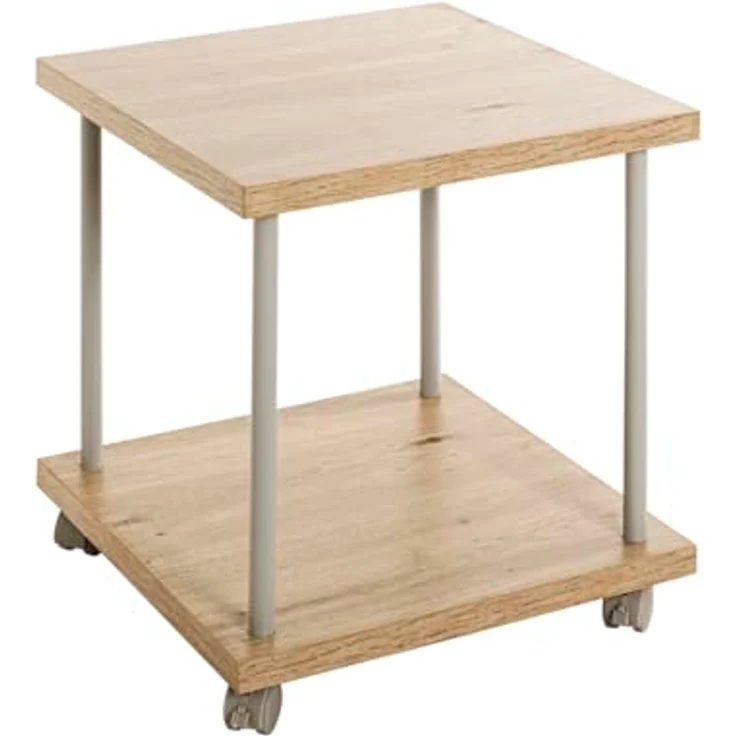XXXL Beistelltisch Imola, quadratisch, Grau/Eiche, Metall, Holzwerkstoff, 40x45x40 cm, offenes Fach – Bild 1