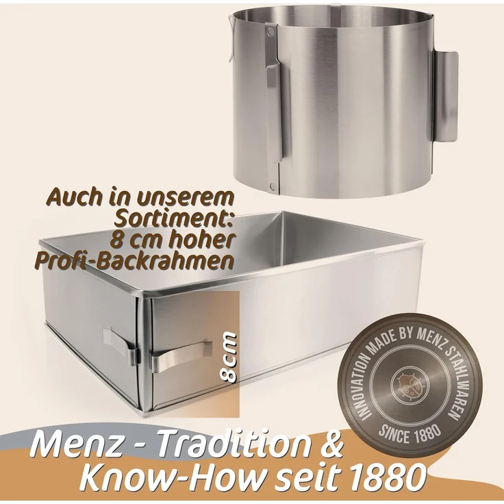 4smile Backrahmen rechteckig verstellbar – Edelstahl Backform rechteckig - Formstabile Kuchenform eckig zum Backen und für die Torten-Zubereitung – Bild 7