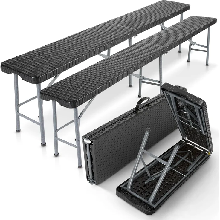 Arebos Bierzeltgarnitur 2x Bierbank Faltbank Klappbar I Tragegriff, 183 x 28 x 43 cm, Tragkraft max. 150 kg (je Bank) – Bild 1