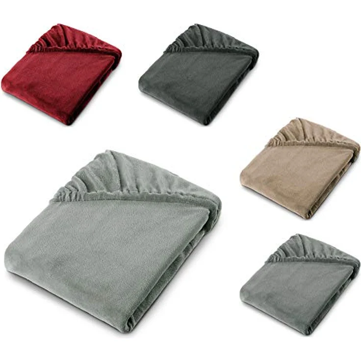 aqua-textil Spannbettlaken Feelwell Spannbettlaken Fleece 2erSet 90x200-100x200 cm silber, Coral-Fleece, Mikrofaser, (2 Stück), bügelfrei,flauschig,für herkömmliche Matratzen,kuschelweich – Bild 2