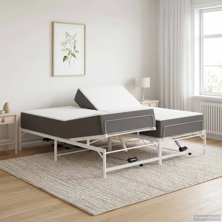 vidaXL Elektrisch verstellbares Bettgestell Weiß 90 x 213 cm Stahl 3438636 – Bild 1