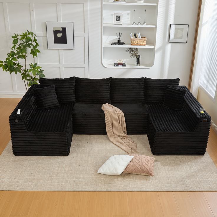 ZUBALIYA Wohnlandschaft 155x88 cm, mit Samtbezug, mit Cordbezug, mit breiten Armlehnen, mit Schaumstoffpolsterung – Bild 9