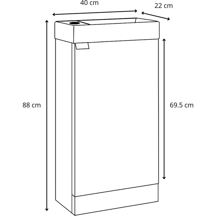 Badplaats Gäste-WC Waschtisch Set Orion 40 x 22 cm Walnuss Braun - Badmöbel Set mit Waschbecken und Stehende Unterschrank, mit Soft-Close – Bild 6